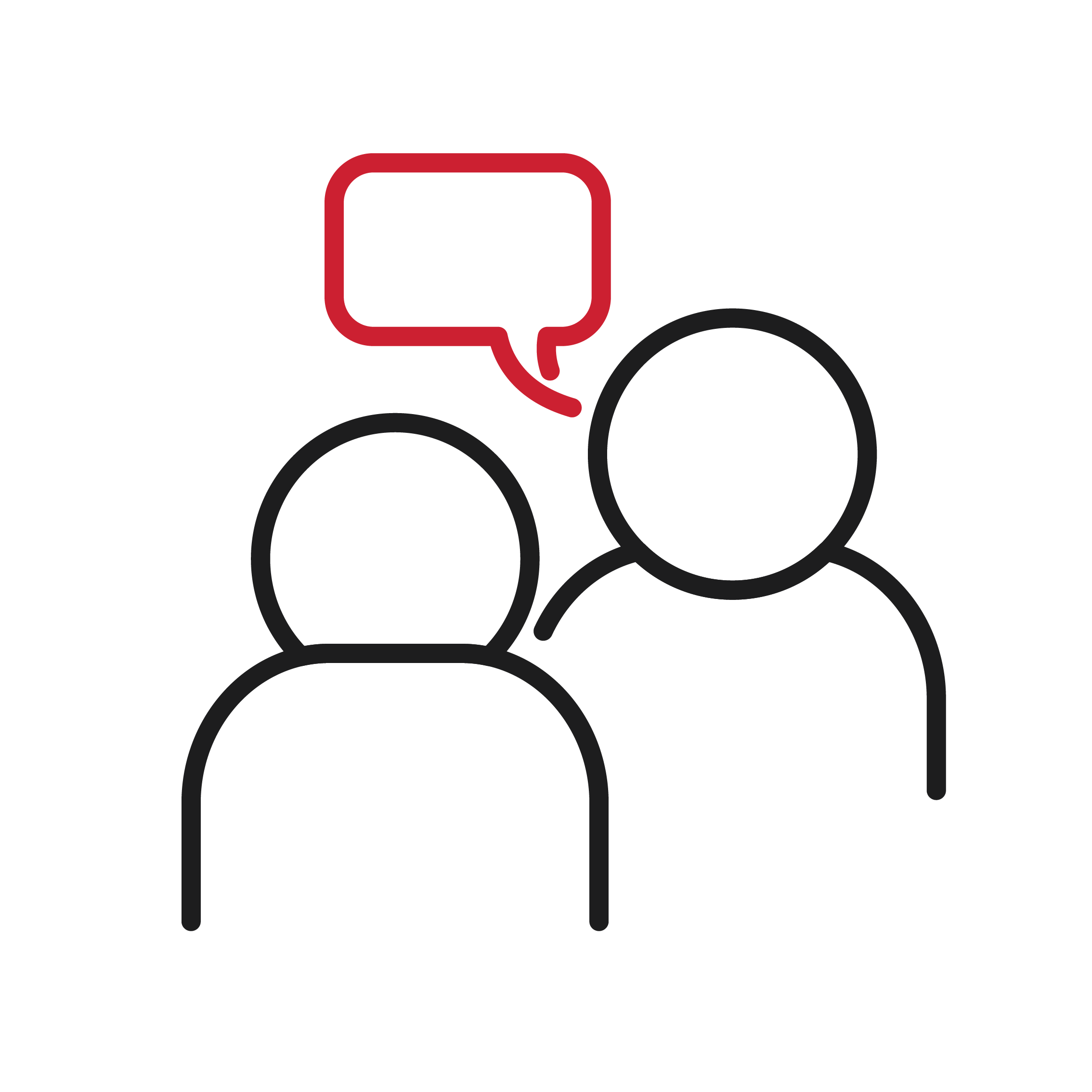 Vereinfachte Darstellung des Einzelcoachings in Form eines Icons, das zwei Personen im Gespräch zeigt.